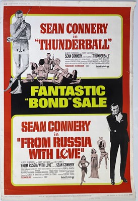 Lot 110 - JAMES BOND - THUNDERBALL / FROM RUSSIA WITH LOVE - 1968 US DOUBLE BILL POSTER.