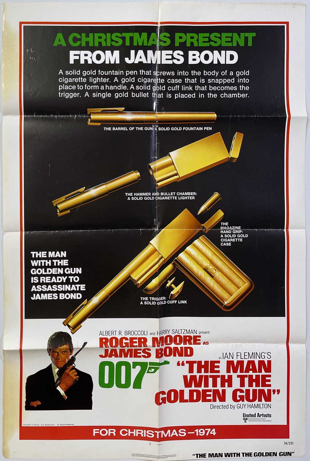 Lot 207 - JAMES BOND - THE MAN WITH THE GOLDEN GUN (1974) 'CHRISTMAS' POSTER.