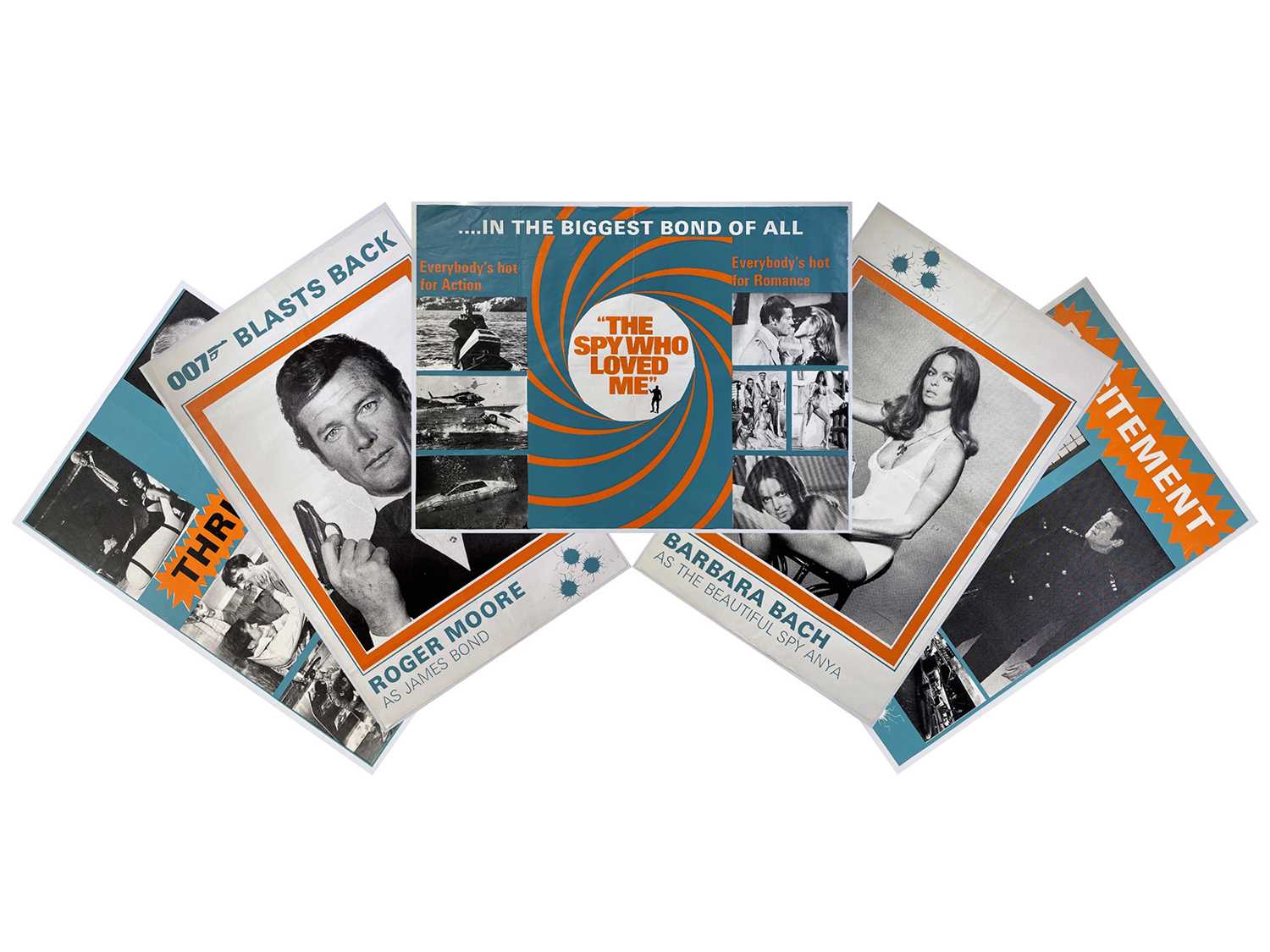 Lot 231 - JAMES BOND - THE SPY WHO LOVED ME (1977) - FULL SET OF FIVE RARE 'MARLER HAYLEY' ADVERTISING POSTERS. THE SPY WHO LOVED ME (1977) SET OF FIVE POSTERS, BRITISH ODEON MARLER HALEY.