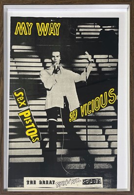 Lot 75 - THE SEX PISTOLS - GREAT ROCK N ROLL SWINDLE - SID VICIOUS IMAGE PROMOTIONAL POSTER.