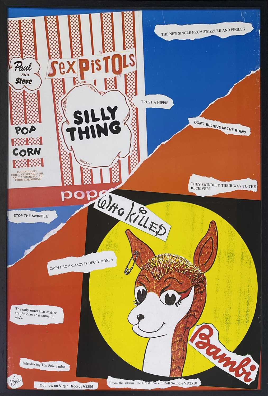 Lot 78 - THE SEX PISTOLS - ORIGINAL SILLY THING/WHO KILLED BAMBI PROMOTIONAL POSTER.