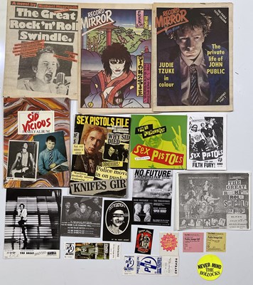 Lot 594 - SEX PISTOLS - MEMORABILIA INC GREAT ROCK N ROLL SWINDLE PAPER / SEX PISTOLS FILE ETC.