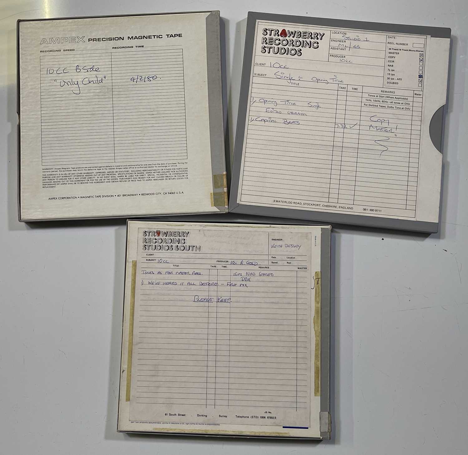 Lot 449 10CC MASTER/RECORDING TAPE COLLECTION