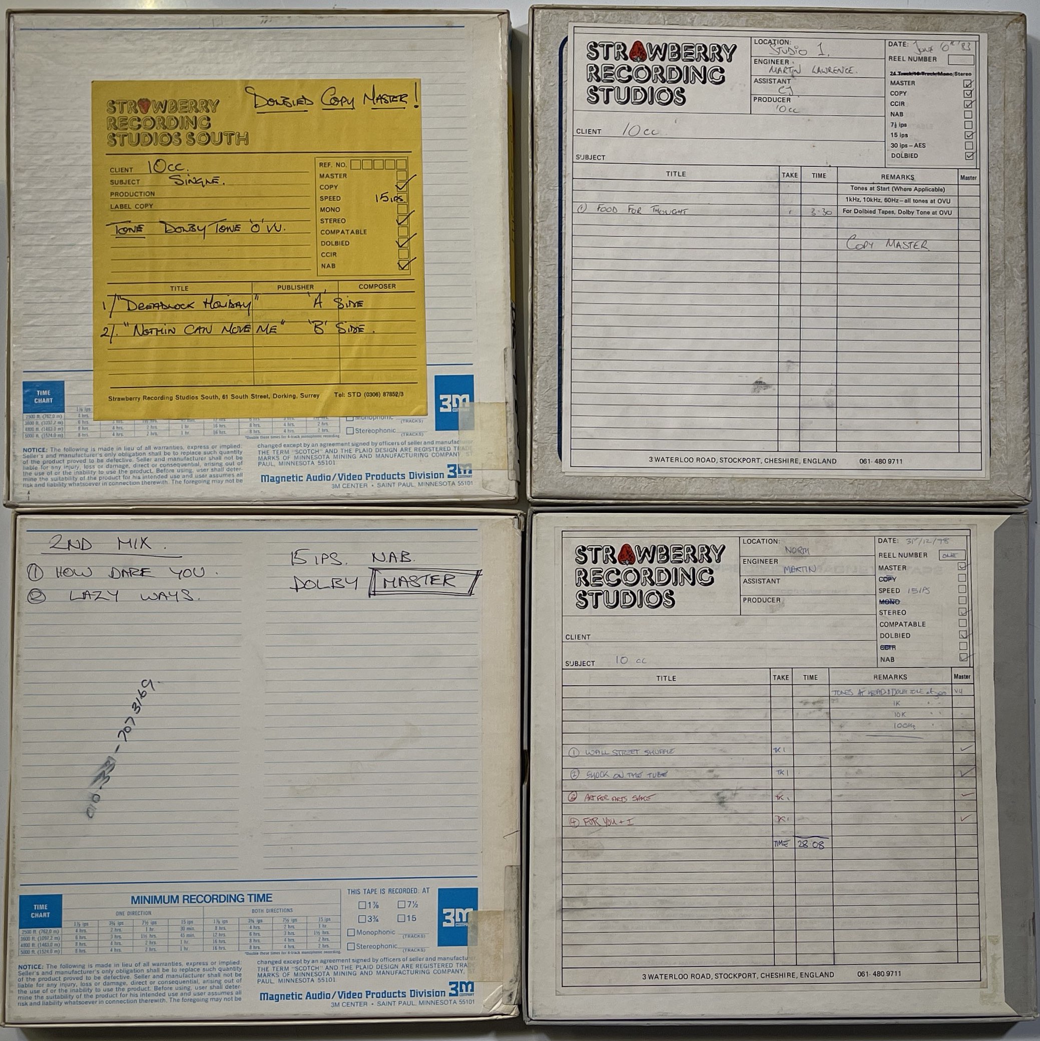 Lot 457 10CC MASTER/RECORDING TAPE COLLECTION.