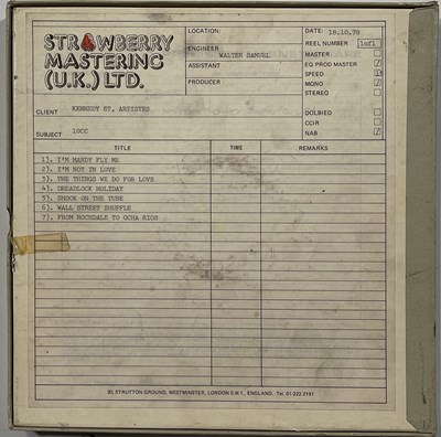 Lot 458 - 10CC - MASTER/RECORDING TAPE COLLECTION.