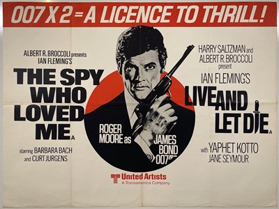 Lot 191 - JAMES BOND - SPY WHO LOVED ME / LIVE AND LET DIE UK QUAD DOUBLE BILL POSTER.