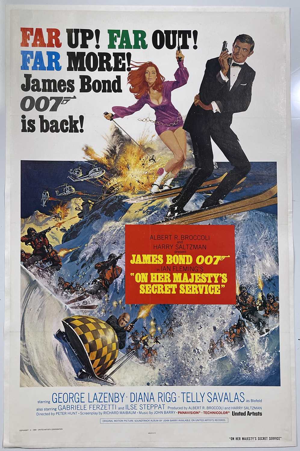 Lot 176 - JAMES BOND  - ON HER MAJESTY'S SECRET SERVICE (1969) - US ONE-SHEET FILM POSTER.