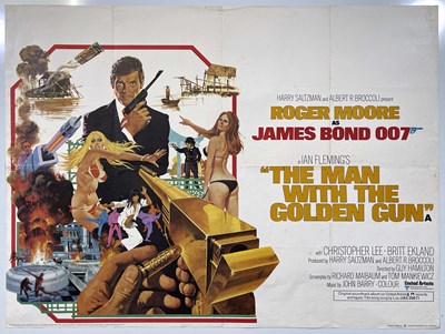 Lot 214 - JAMES BOND- THE MAN WITH THE GOLDEN GUN (1974) - UK QUAD FILM POSTER.