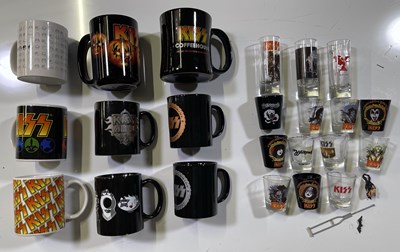 Lot 439 - KISS - COLLECTABLES INC MUGS / SHOT GLASSES ETC.