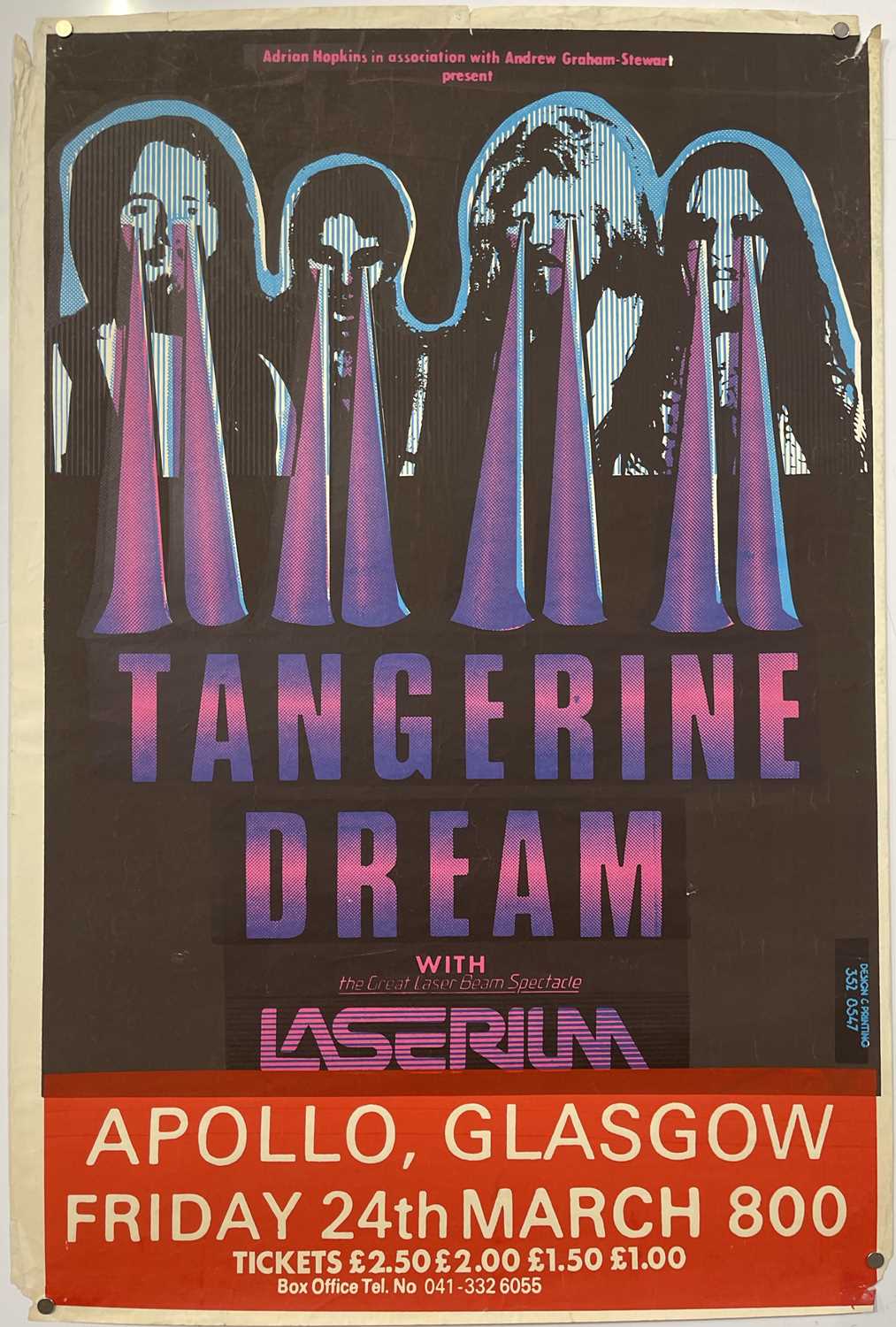 Lot 217 - TANGERINE DREAM - ORIGINAL 1978 CONCERT POSTER.