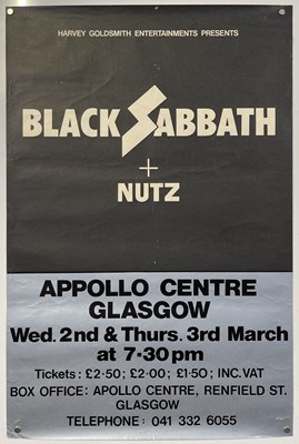 Lot 219 - BLACK SABBATH / NUTZ - ORIGINAL 1977 CONCERT POSTER.