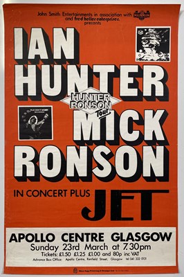 Lot 224 - MICK RONSON / IAN HUNTER - ORIGINAL GLASGOW APOLLO CONCERT POSTER.