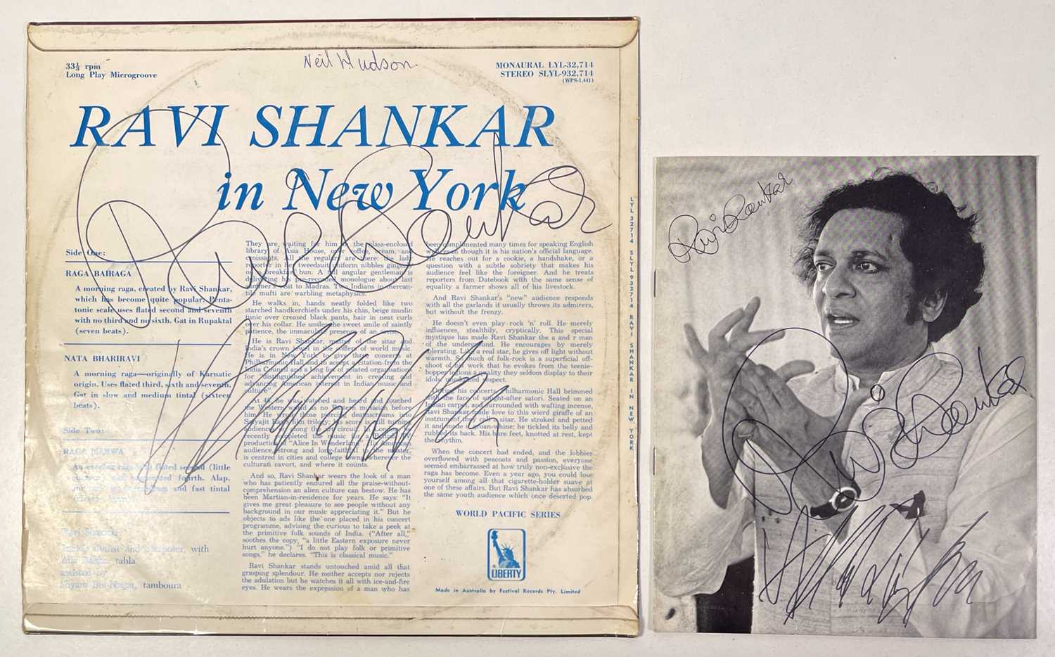 Lot 301 - RAVI SHANKAR / ALLA RAKHA SIGNED LP / PROGRAMME.