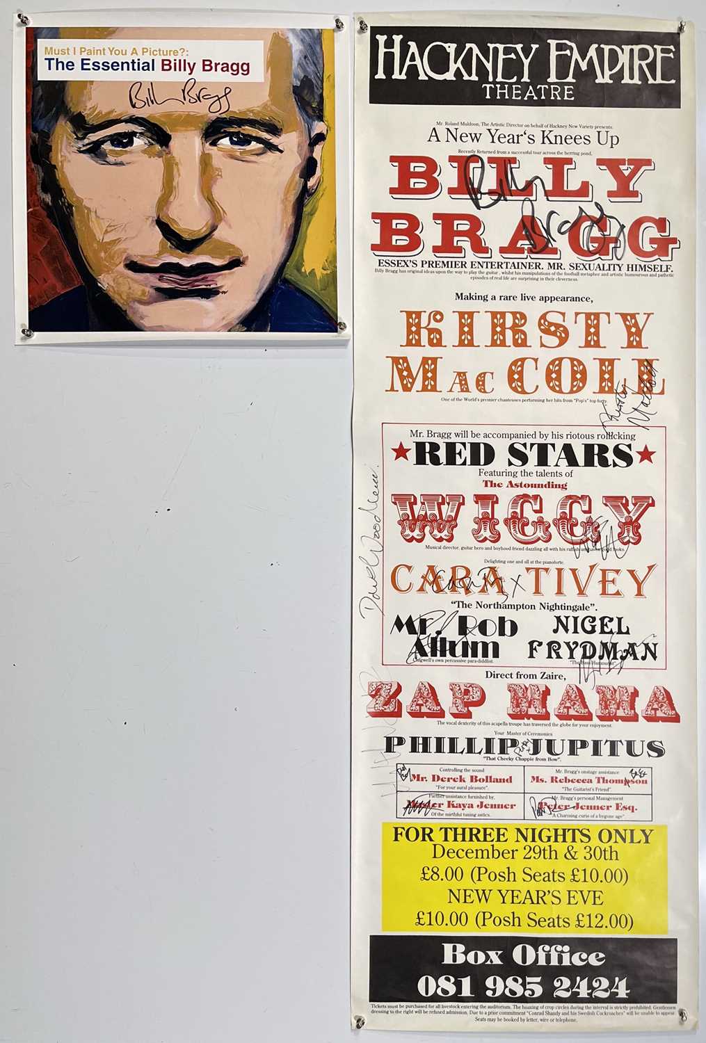 Lot 304 - BILLY BRAGG / KIRSTY MACCOLL AND OTHERS - SIGNED POSTERS.