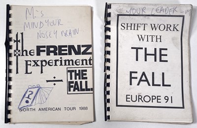 Lot 474 - MARK E. SMITH / THE FALL - MES OWNED AND INSCRIBED TOUR ITINERARIES.