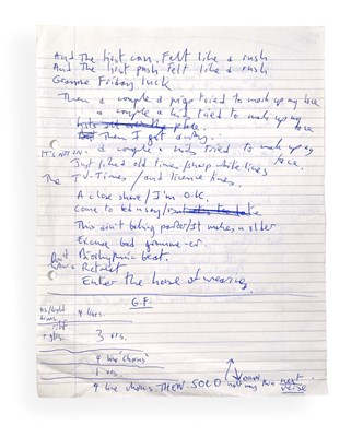 Lot 486 - MARK E. SMITH / THE FALL - HANDWRITTEN LYRICS.