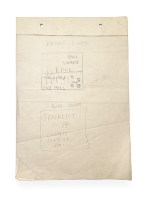 Lot 489 - MARK E. SMITH / THE FALL - HAND-DRAWN DRAFT ARTWORK FOR FALL HEADS ROLL.