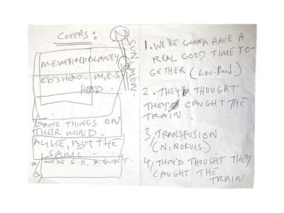 Lot 491 - MARK E. SMITH / THE FALL - MES HANDWRITTEN NOTES/TRACKLIST.