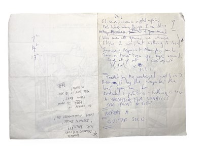 Lot 495 - MARK E. SMITH / THE FALL - MARK E SMITH HANDWRITTEN LYRICS.