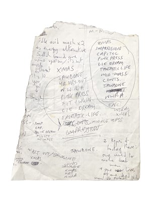 Lot 496 - MARK E. SMITH / THE FALL - HANDWRITTEN SET LIST / LYRICS / NOTES.