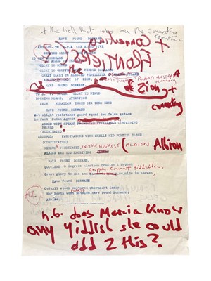 Lot 499 - MARK E. SMITH / THE FALL - MES TYPED AND ANNOTATED LYRICS - HAF FOUND BORMANN.