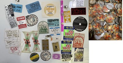 Lot 466 - 10CC - LARGE COLLECTION OF ORIGINAL STAGE PASSES / BADGES.