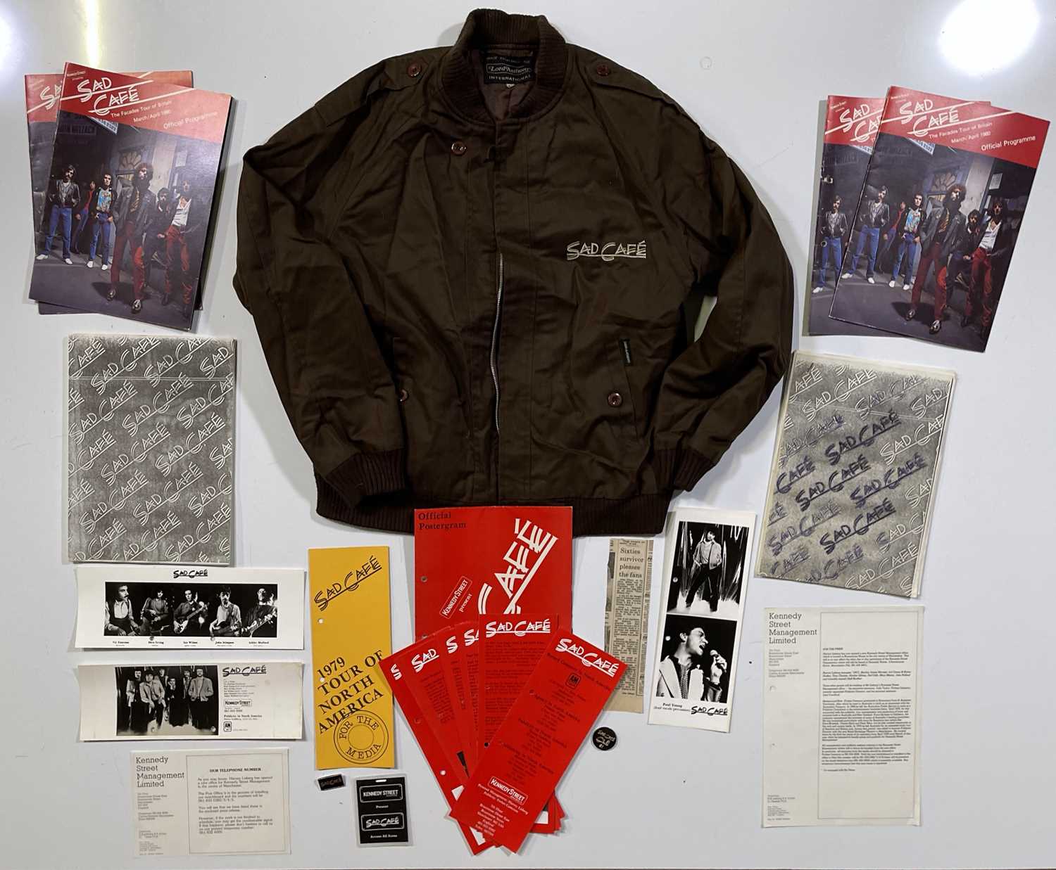 Lot 65 - SAD CAFE - ORIGINAL TOUR JACKET / PROMO EPHEMERA / CONCERT BOOKING INFO.