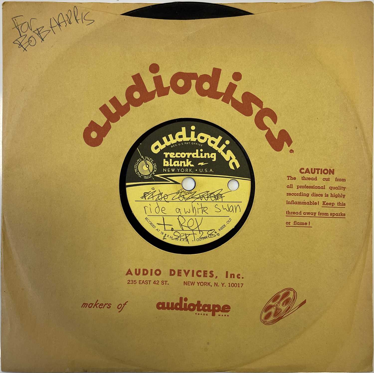 Lot 197 - MARC BOLAN'S 3 TRACK ACETATE OF T.REX'S RIDE A...