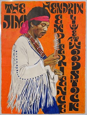 Lot 263 - JIMI HENDRIX - HAND PAINTED POSTER.