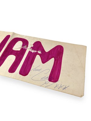 Lot 314 - GEORGE MICHAEL / WHAM - A SIGNED HOMEMADE BANNER.