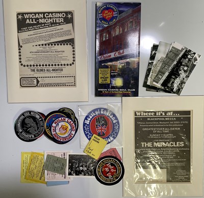 Lot 78C - NORTHERN SOUL INTEREST - WIGAN CASINO 50TH ANNIVERSARY - ORIGINAL TICKETS / PHOTO / PATCHES.