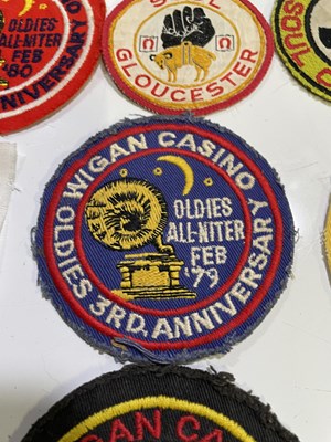 Lot 78 - NORTHERN SOUL INTEREST - WIGAN CASINO 50TH ANNIVERSARY - ORIGINAL PATCHES AND BADGES.