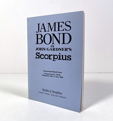 Lot 22 - JOHN GARDNER - JAMES BOND - SCORPIUS - UNCORRECTED PROOF EDITION.