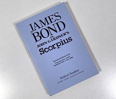 Lot 22 - JOHN GARDNER - JAMES BOND - SCORPIUS - UNCORRECTED PROOF EDITION.