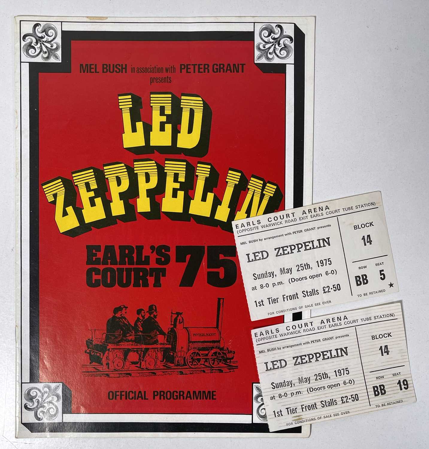 Lot 343 - LED ZEPPELIN  - ORIGINAL EARL'S COURT PROGRAMME AND TICKET STUBS.