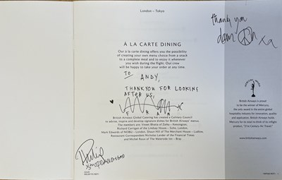 Lot 323D - BLUR / TRAVIS / RADIOHEAD - SIGNED BRITISH AIRWAYS MENU.