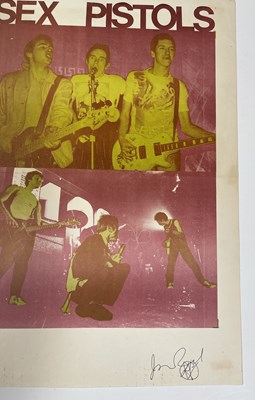 Lot 92 - THE SEX PISTOLS - ORIGINAL JAMIE REID SIGNED 1976 PROMOTIONAL POSTER.