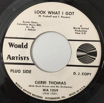 Lot 3 - GERRI THOMAS - LOOK WHAT I GOT/ IT COULD HAVE BEEN ME 7" (US DJ PROMO - WORLD ARTISTS - WA 1059)