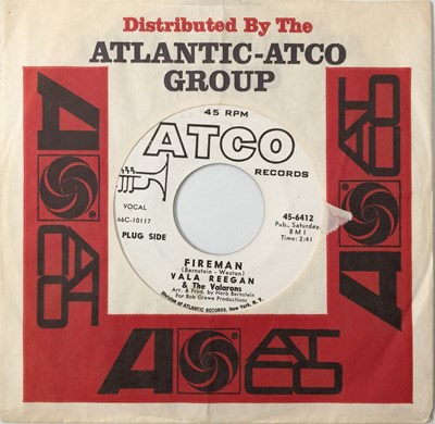 Lot 202 - VALA REEGAN & THE VALARONS - FIREMAN 7" (PROMO - ATCO RECORDS 45-6412)