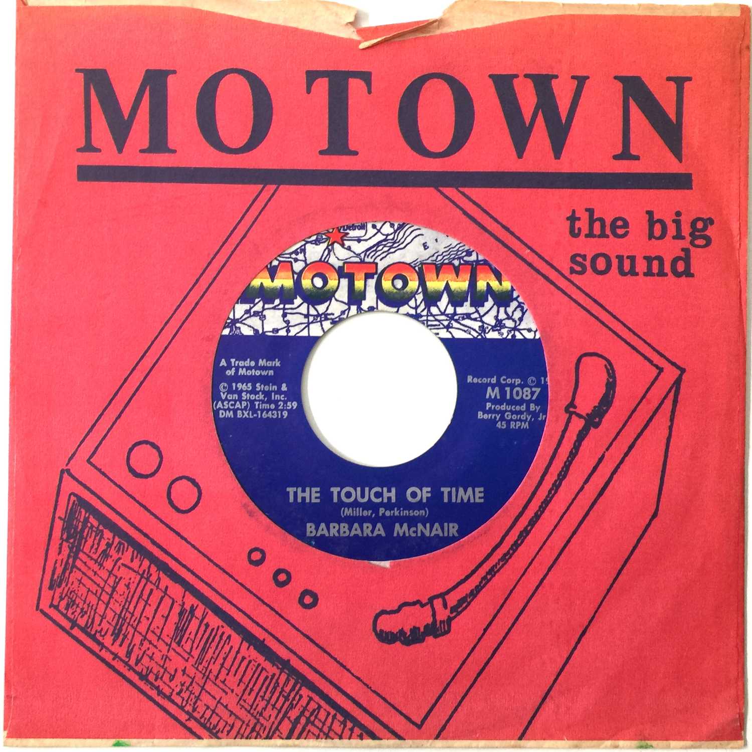 Lot 16 - BARBARA McNAIR - THE TOUCH OF TIME/ YOU'RE GONNA' LOVE MY BABY 7" (US OG - LABEL VARIANT - MOTOWN - M1087)