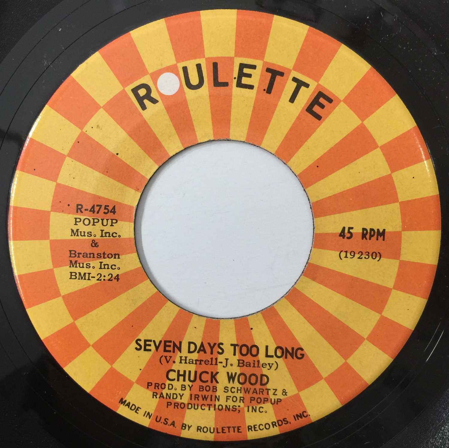 Lot 36 - CHUCK WOOD - SEVEN DAYS TOO LONG/ SOUL SHING-A-LING 7" (US STOCK - ROULETTE - R-4754)