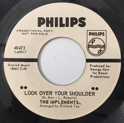 Lot 237 - THE IMPLEMENTS - LOOK OVER YOUR SHOULDER 7" (PROMO - PHILIPS 40473)