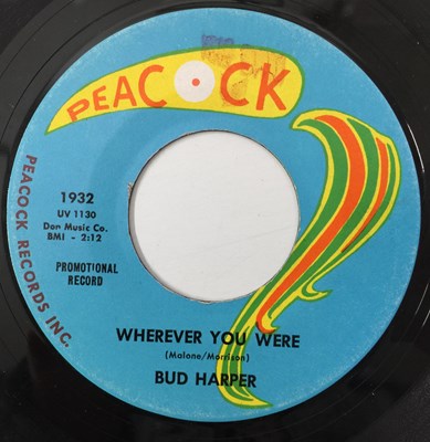 Lot 41 - BUD HARPER - WHEREVER YOU WERE/ LET IT RAIN 7" (US PROMO - PEACOCK - 1932)