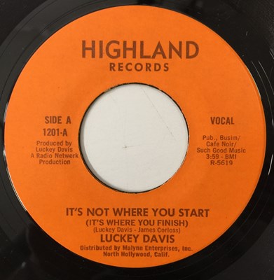 Lot 57 - LUCKEY DAVIS - IT'S NOT WHERE YOU START 7" (HIGHLAND RECORDS 1201)