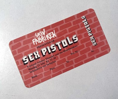 Lot 109 - THE SEX PISTOLS - TICKET FOR THE CANCELLED STOCKHOLM FEB 1977 CONCERT.