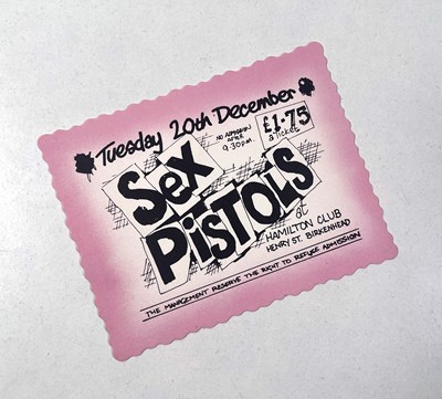 Lot 110 - THE SEX PISTOLS - ORIGINAL TICKET FOR THE HAMILTON CLUB, BIRKENHEAD.