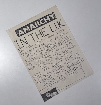 Lot 50 - PUNK INTEREST - ORIGINAL 1978 'ANARCHY IN THE UK' HANDBILL.