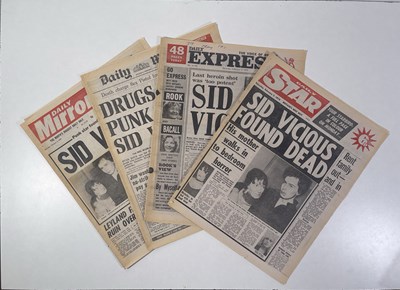 Lot 127 - THE SEX PISTOLS - SID VICIOUS ORIGINAL DEATH HEADLINES.