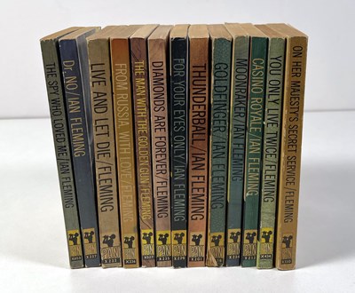 Lot 47 - IAN FLEMING - JAMES BOND - SET OF PAN PUBLISHED PAPER BACK BOOKS WITH HAWKEYE COVERS.