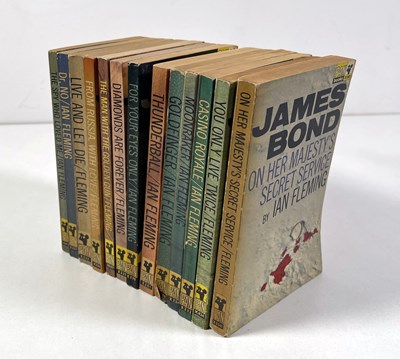 Lot 47 - IAN FLEMING - JAMES BOND - SET OF PAN PUBLISHED PAPER BACK BOOKS WITH HAWKEYE COVERS.